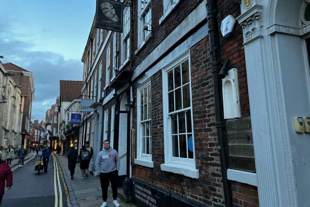 me outside Guy Fawkes Inn Classic Pub in York