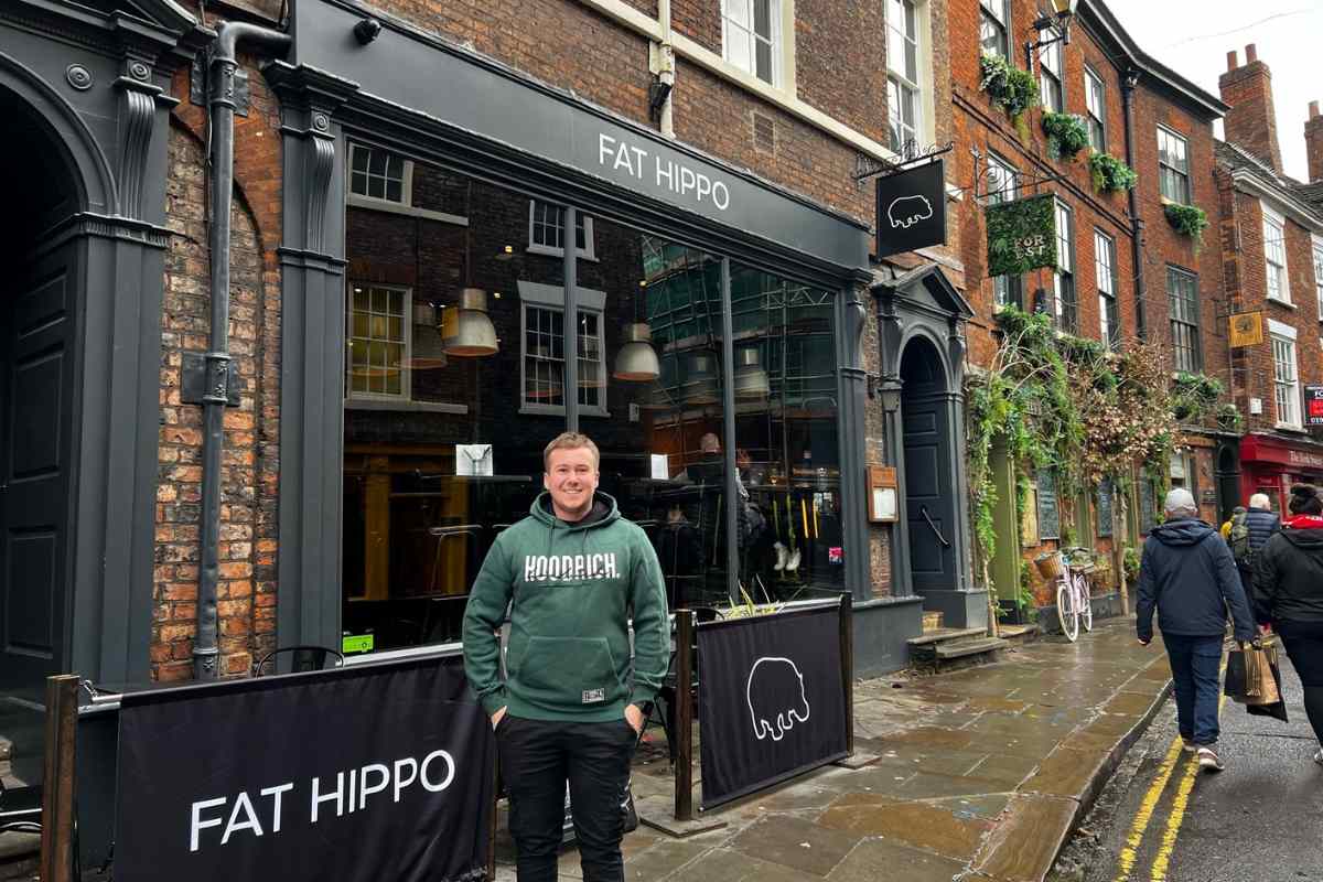 me outside Fat Hippo York