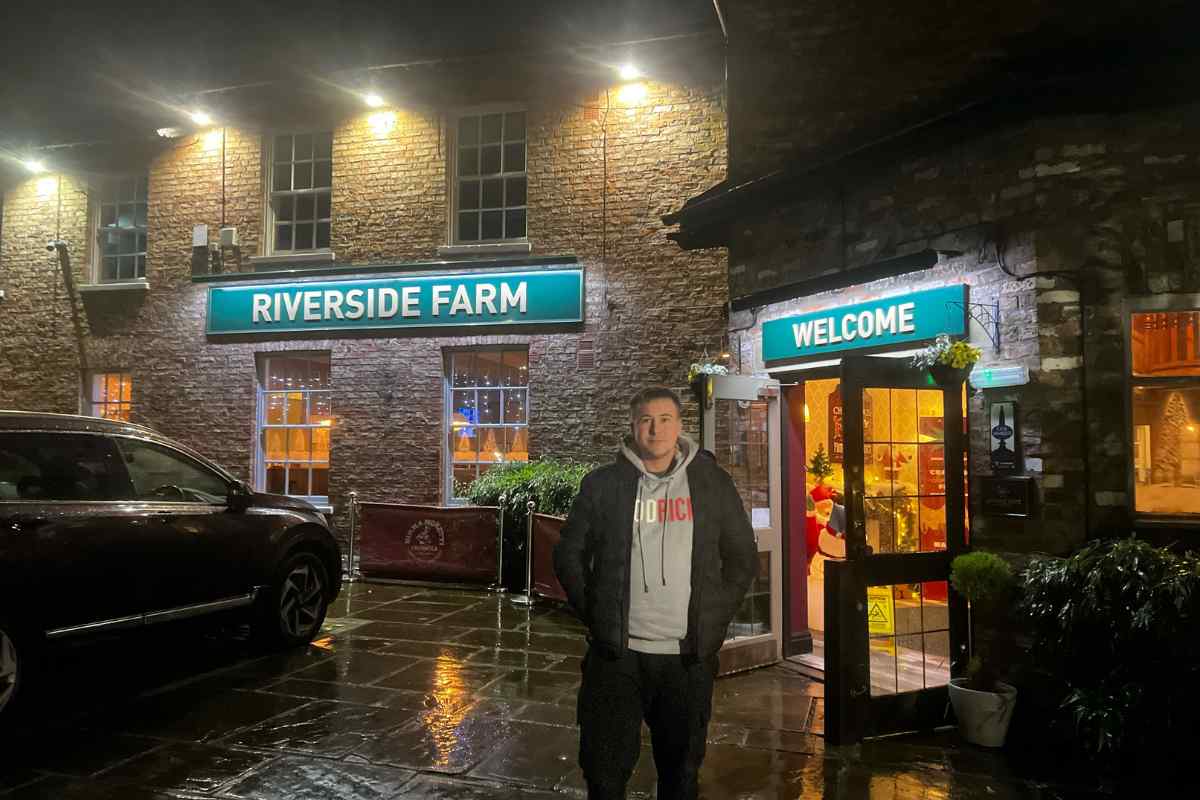 Me outside Riverside Farm York