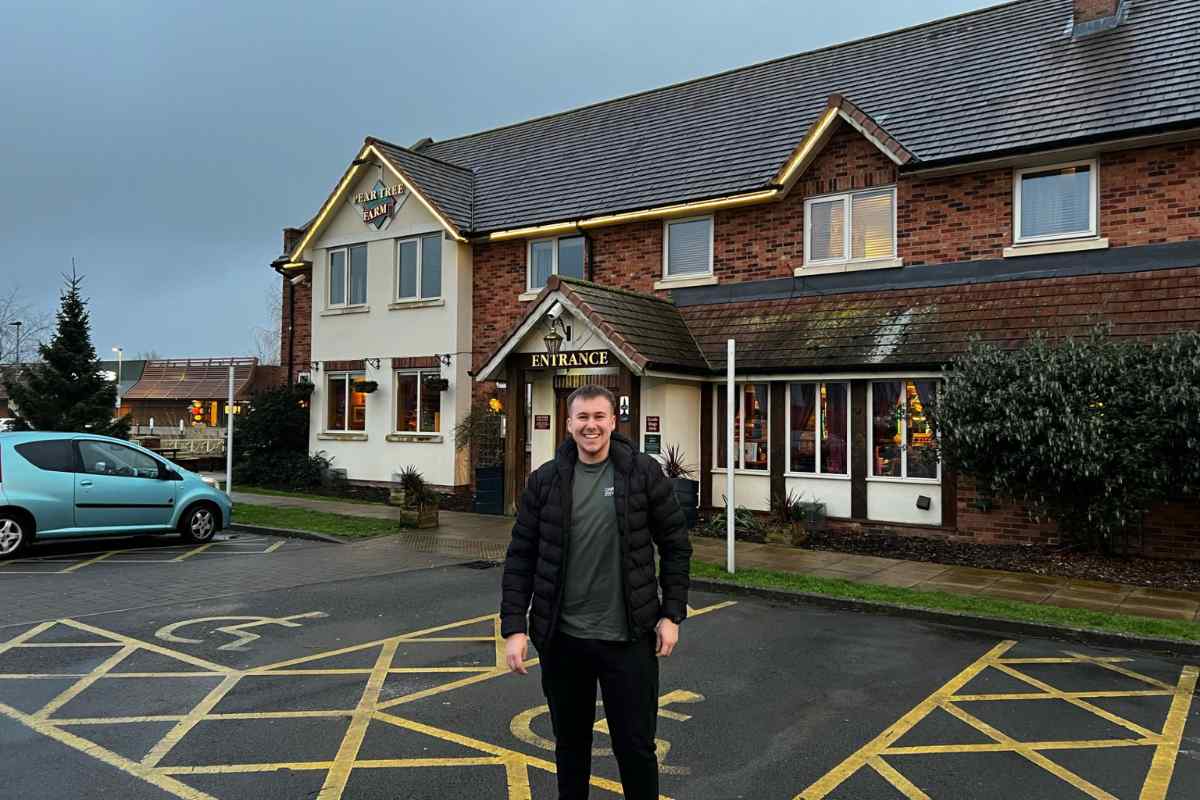 me outside Pear Tree Farm Monks Cross