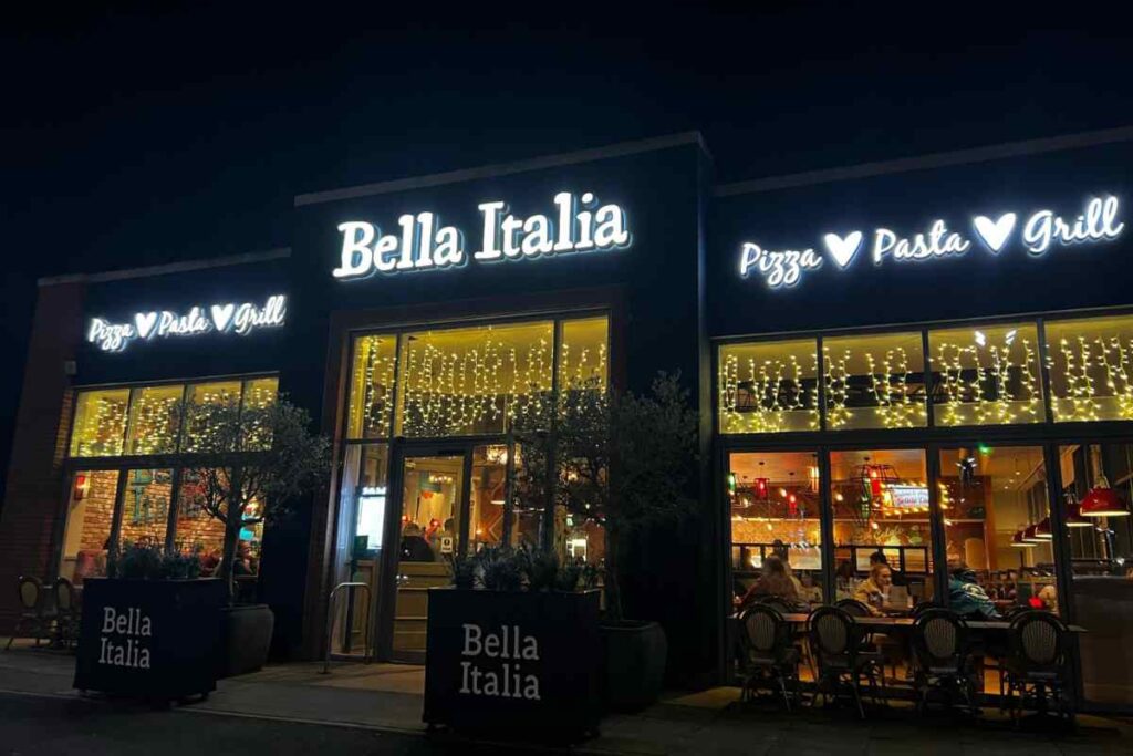 Bella Italia York entrance at night