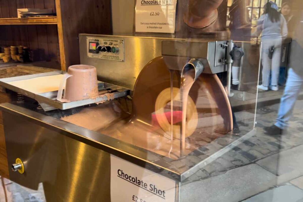 Window View of the Chocolate shot fountain