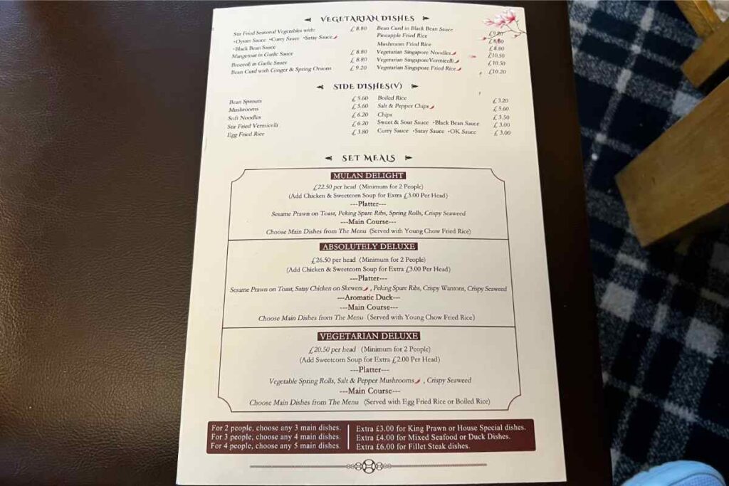 Menu and Absolute Deluxe Deal in York