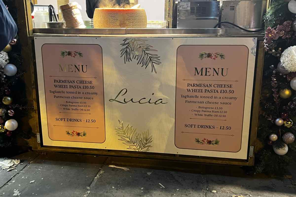 Menu Lucia’s Pasta at the York Christmas Market